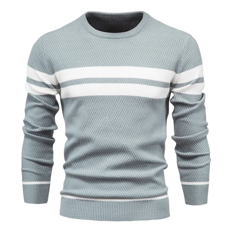 Men's Sweater Blue Striped Cotton Slim Fit 0