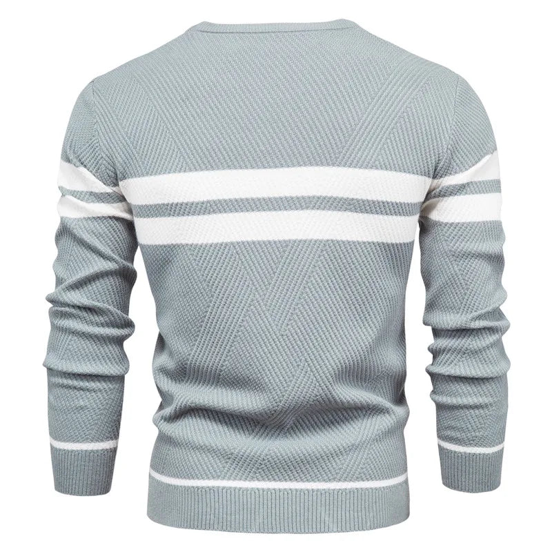 Men's Sweater Blue Striped Cotton Slim Fit 1