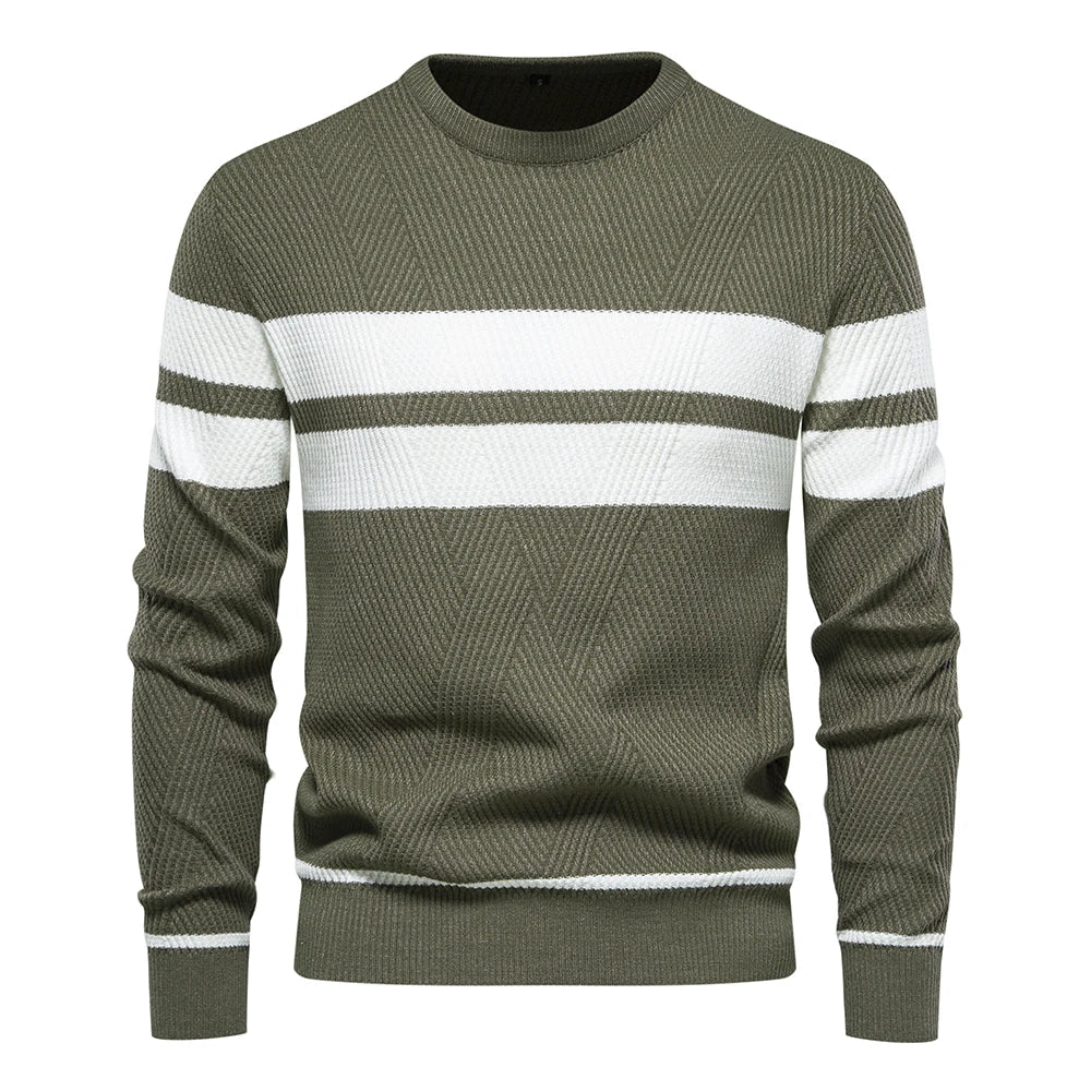 Men's Sweater Blue Striped Cotton Slim Fit 5