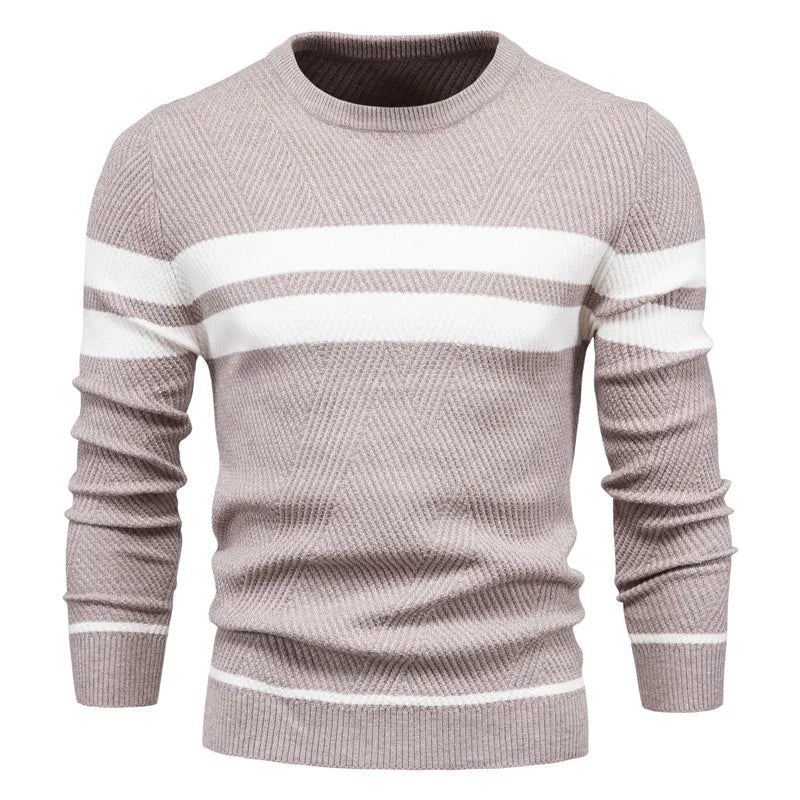 Men's Sweater Blue Striped Cotton Slim Fit 8
