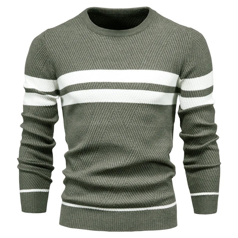 Men's Sweater Blue Striped Cotton Slim Fit 9