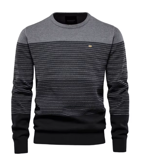 Men's Sweater Gray Cotton Blend Tailored Fit 3