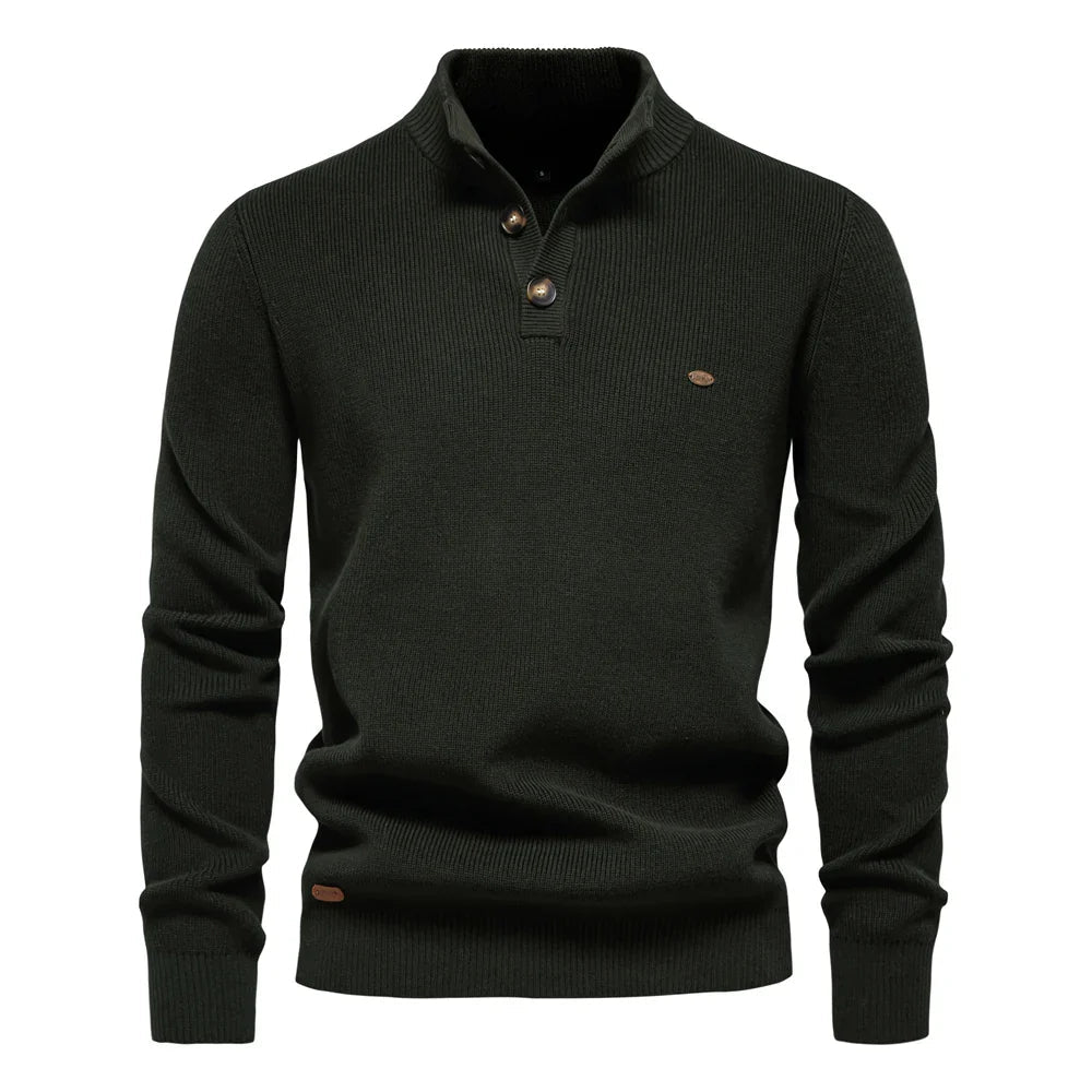 Men's Sweater Gray Cotton Button Design 5