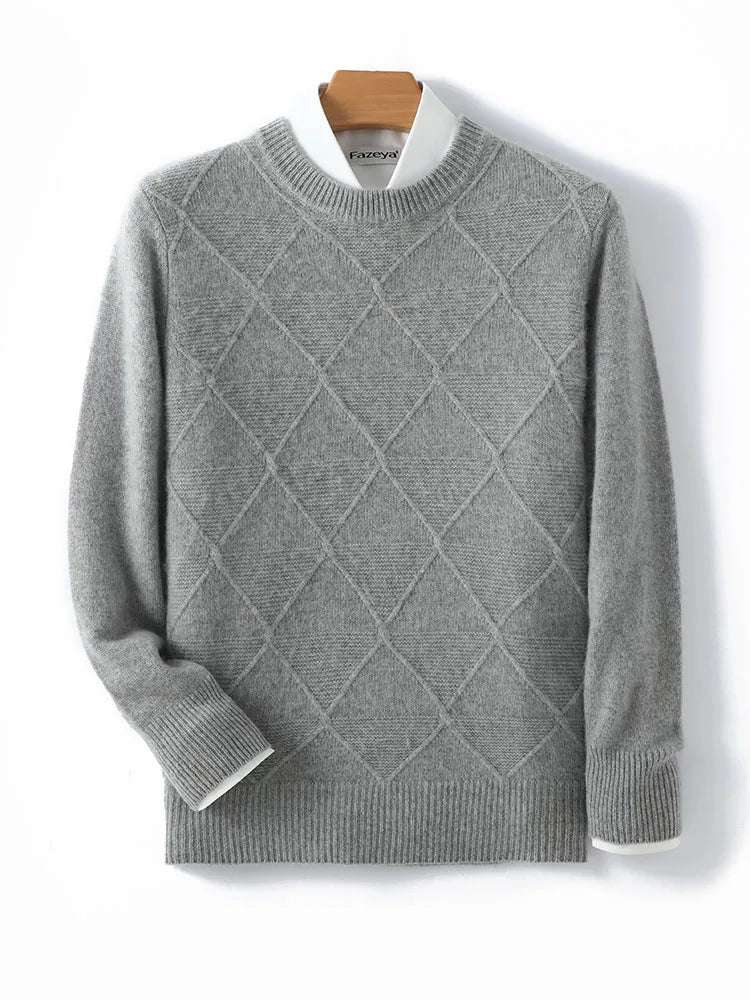 Men's Sweater Grey 100% Merino Wool 1