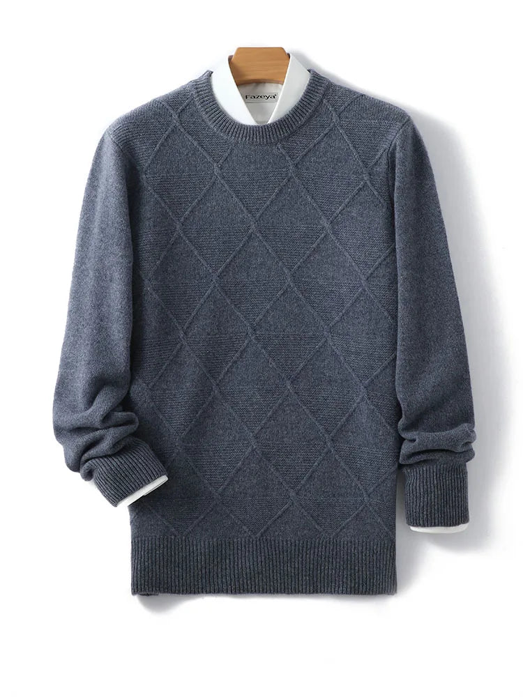 Men's Sweater Grey 100% Merino Wool 4