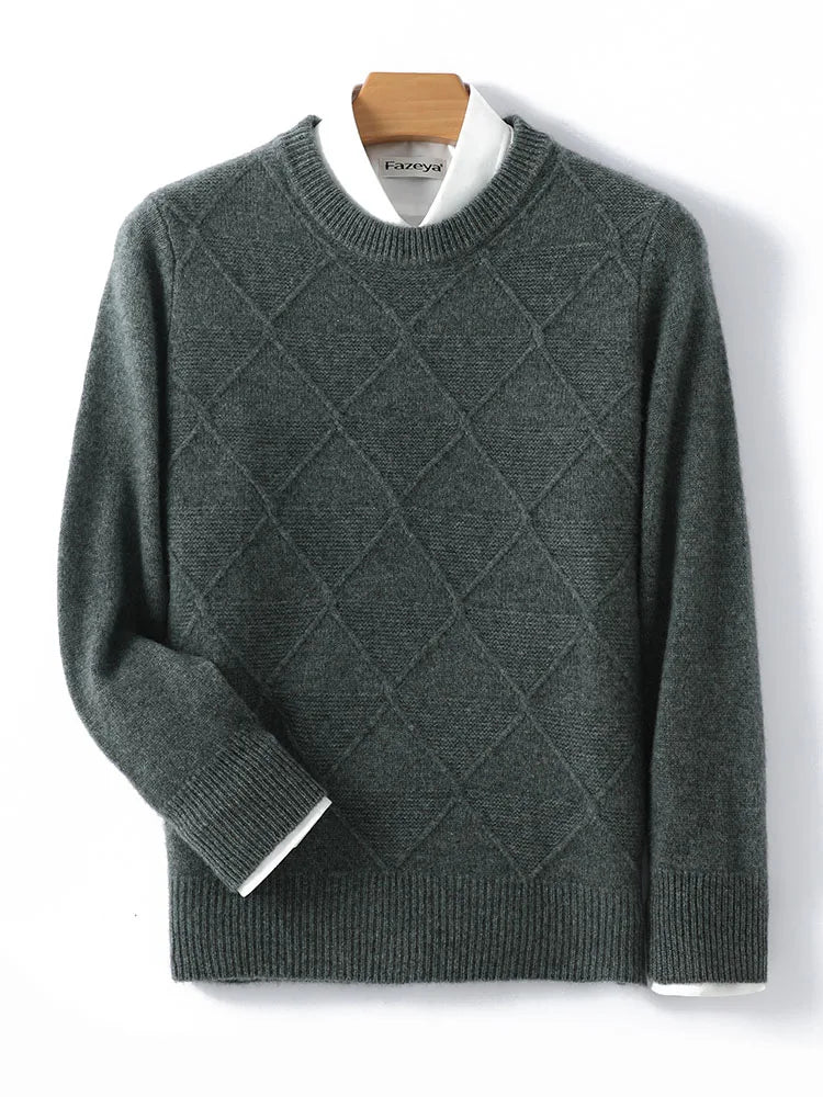 Men's Sweater Grey 100% Merino Wool 5