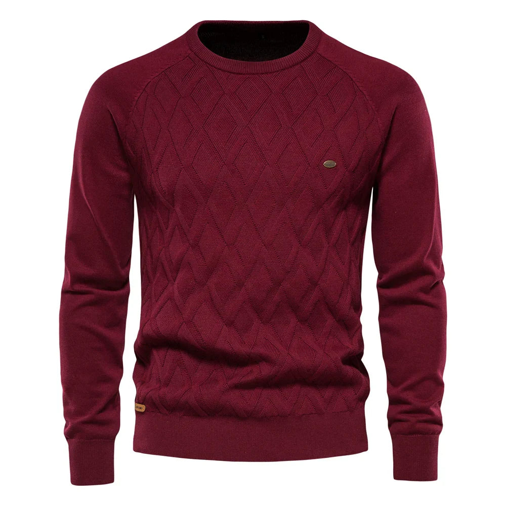 Men's Sweater Plaid Design Cotton Blend 6