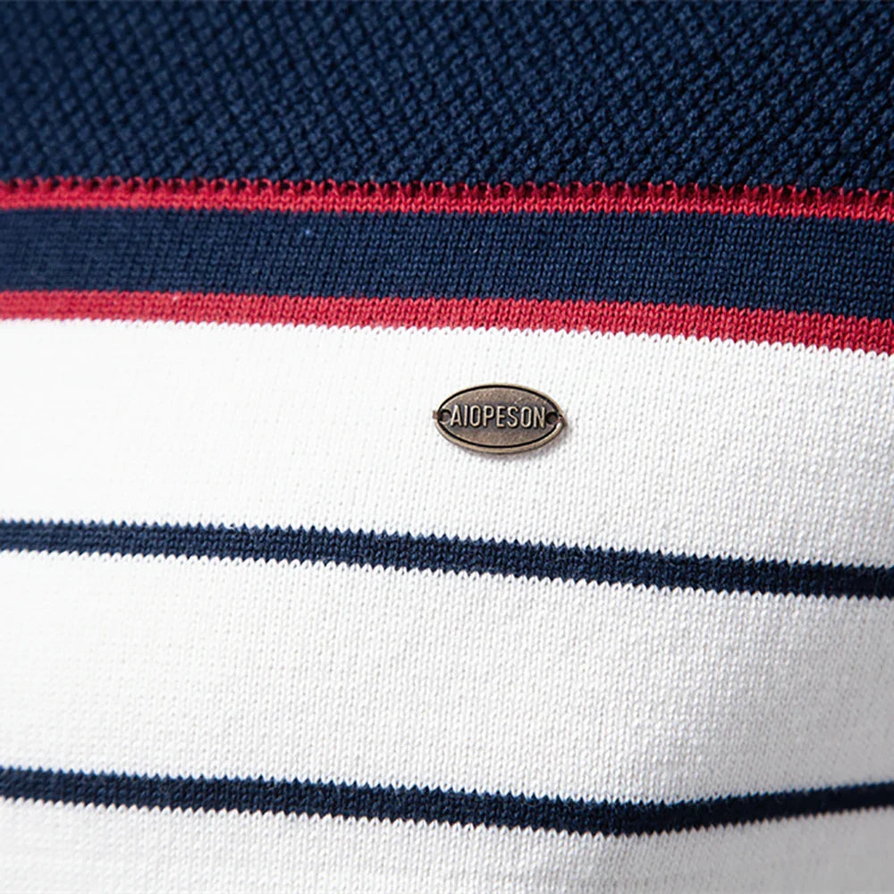Men's Sweater Striped Design Blue Cotton 6