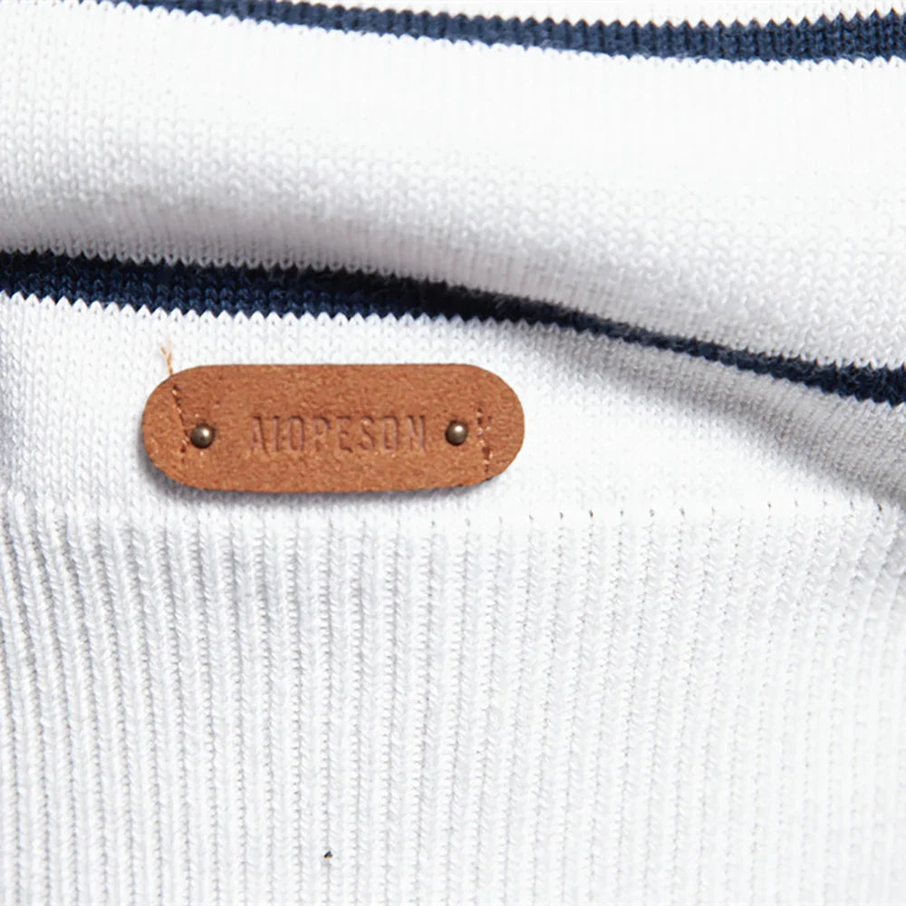Men's Sweater Striped Design Blue Cotton 7