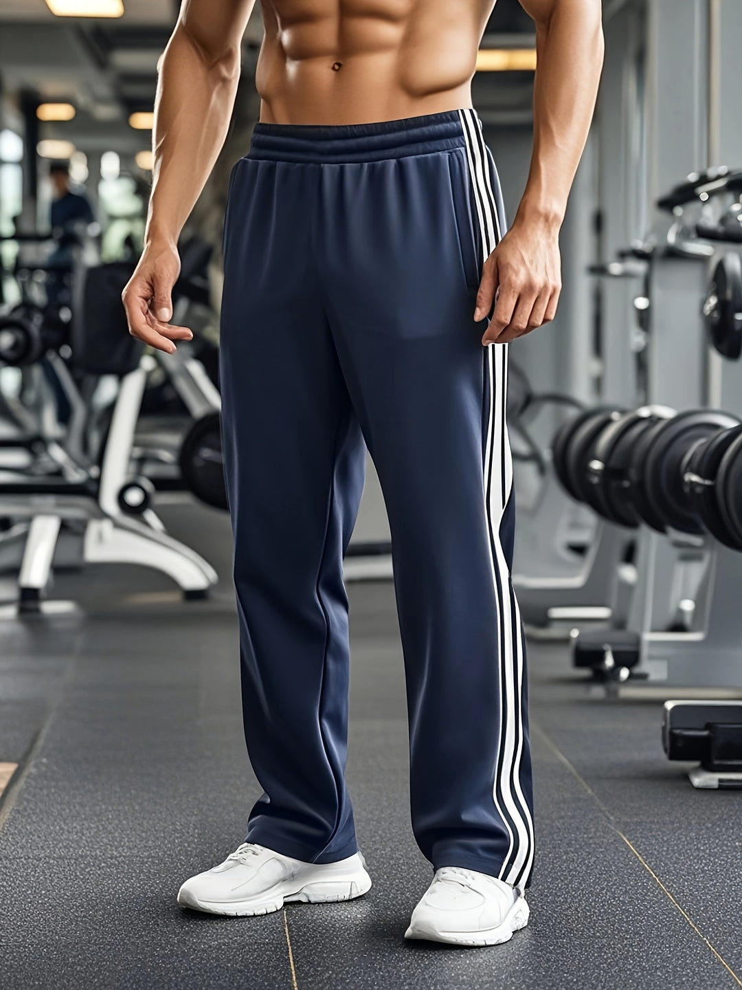 Men's Track Trousers Black Polyester Elastic Waistband 0