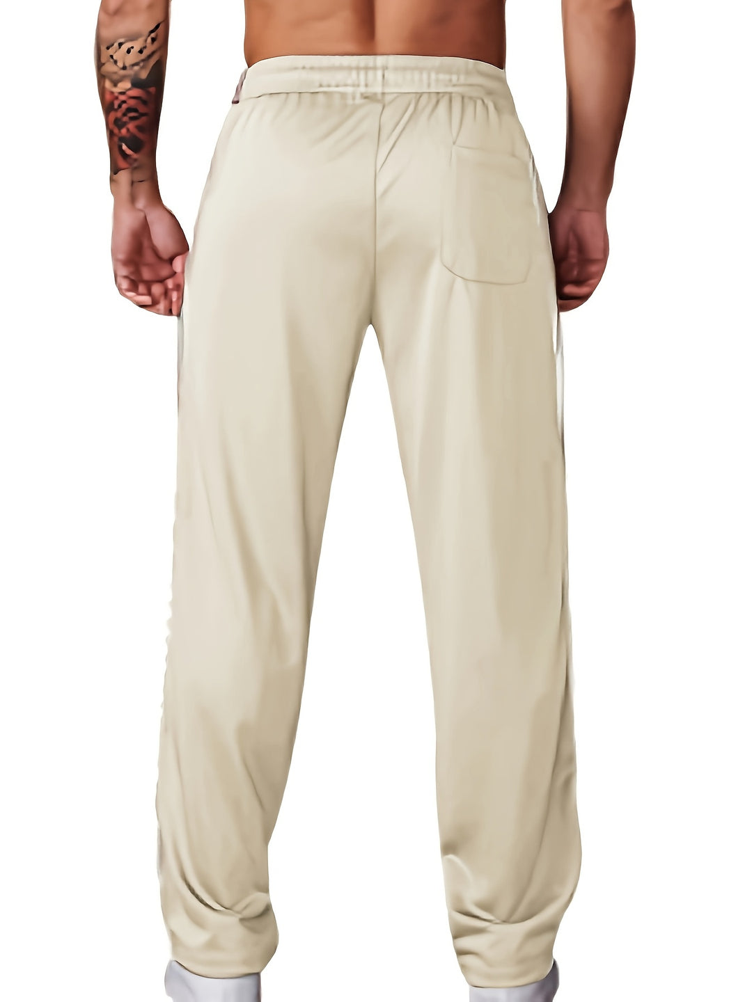 Men's Track Trousers Black Polyester Elastic Waistband 6