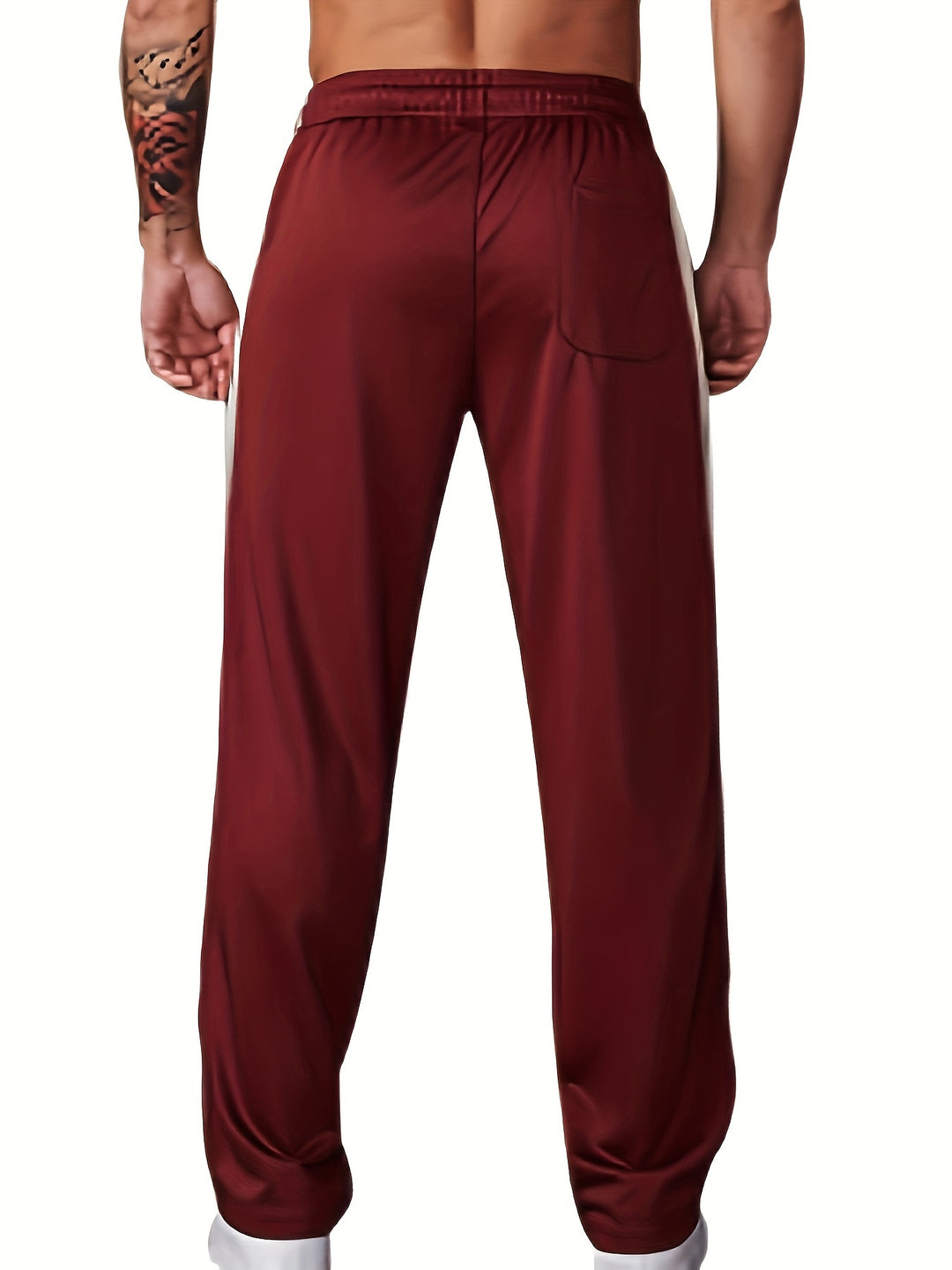 Men's Track Trousers Black Polyester Elastic Waistband 7