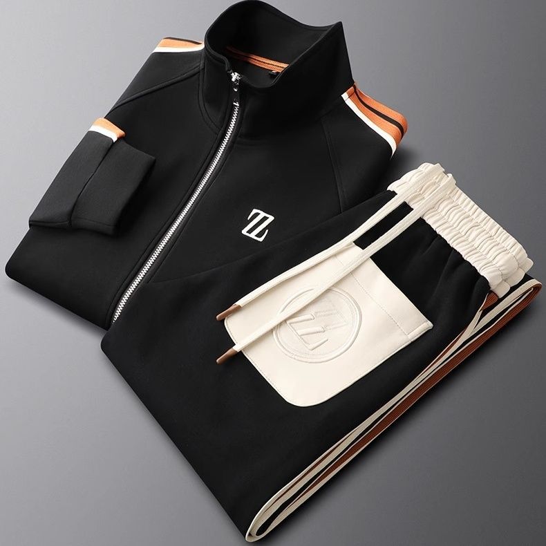Men's Tracksuit Black Lycra Athletic Set