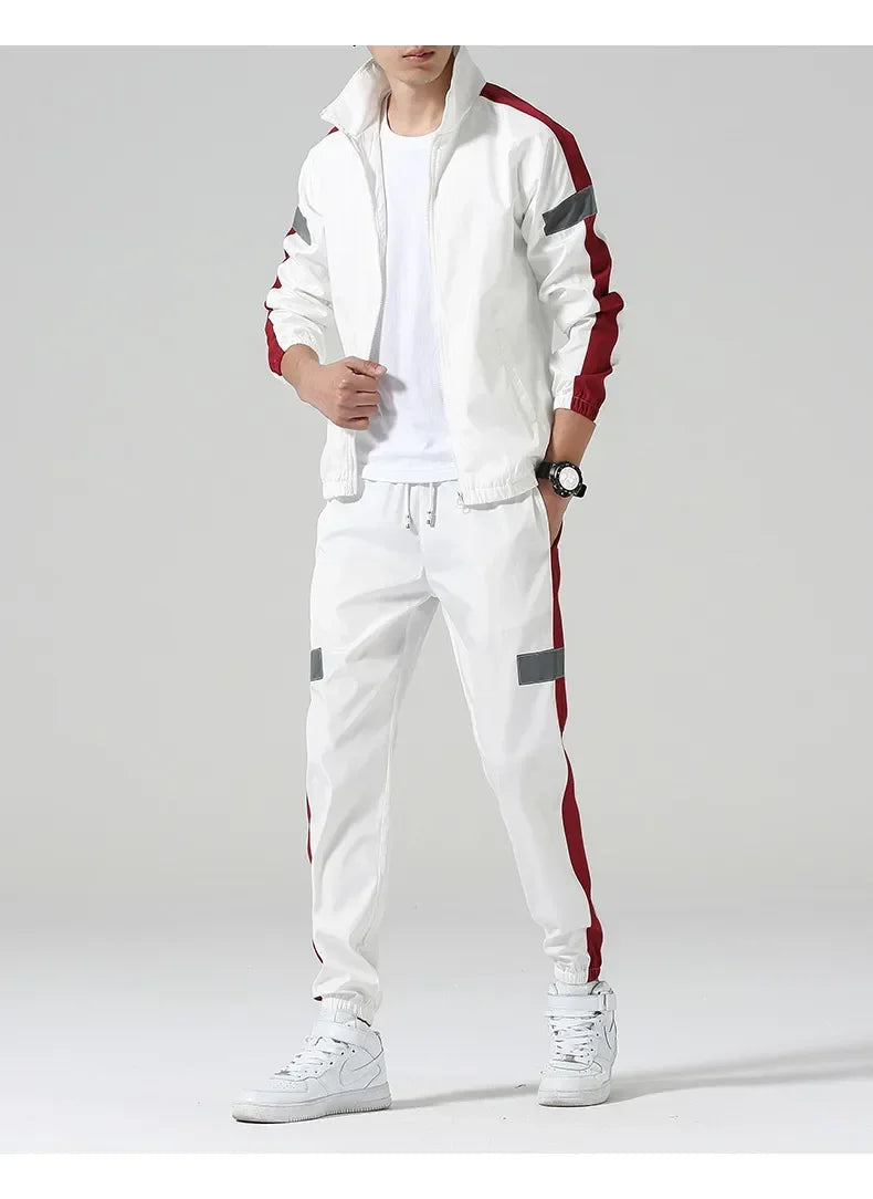 Men's Tracksuit Black Polyester Full-Zip Jacket and Jogger Pants 3