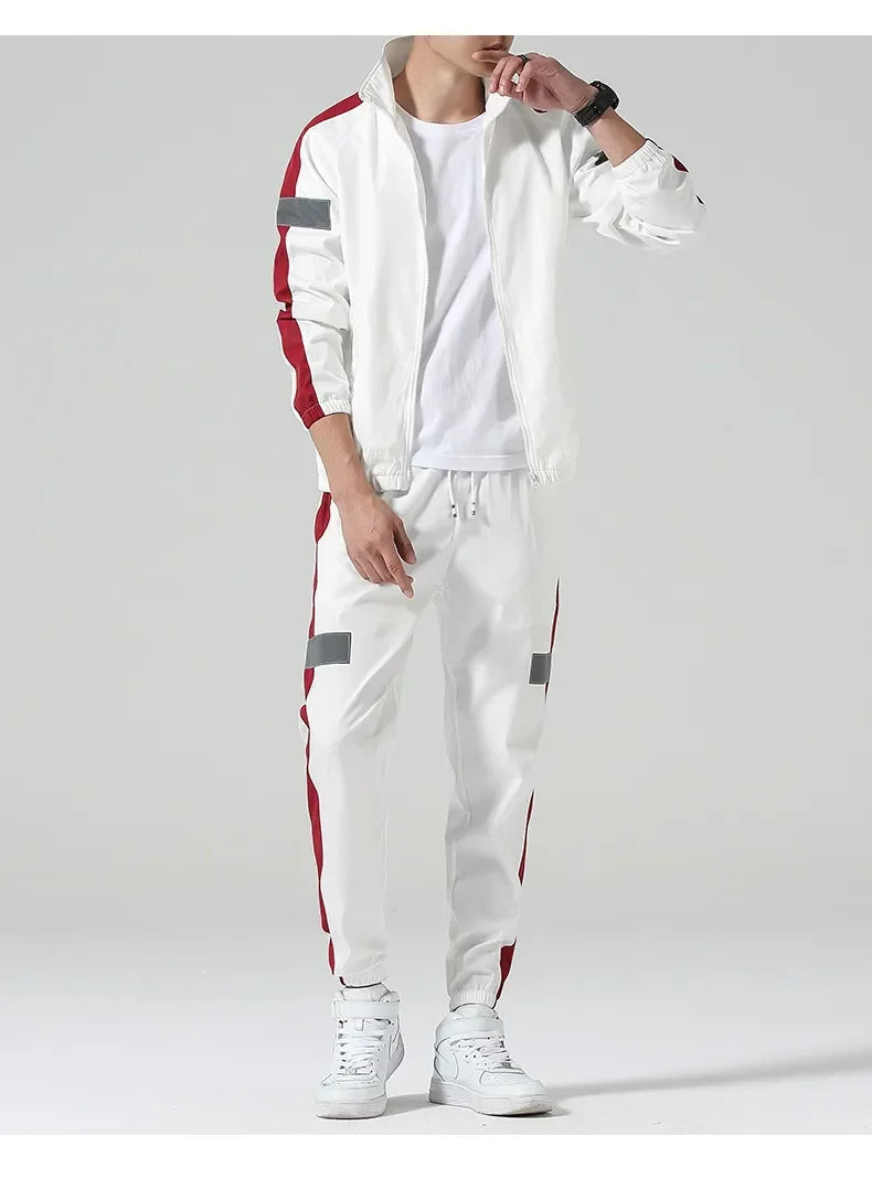 Men's Tracksuit Black Polyester Full-Zip Jacket and Jogger Pants 4