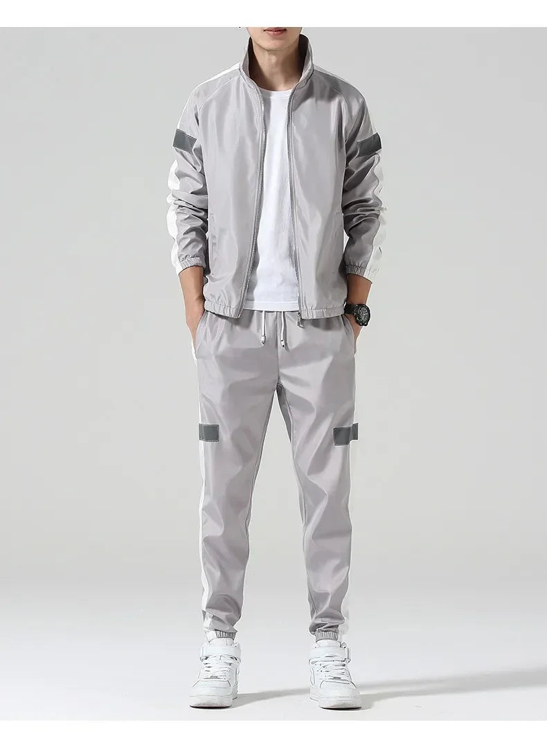 Men's Tracksuit Black Polyester Full-Zip Jacket and Jogger Pants 5