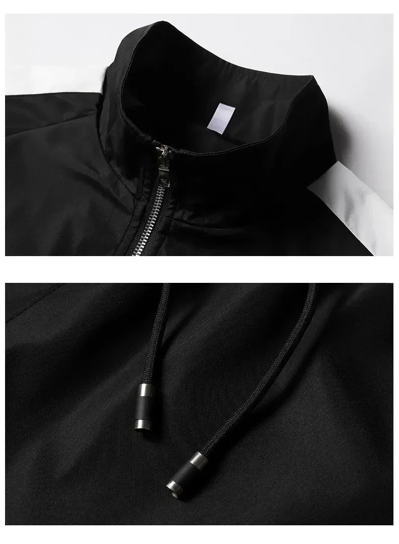Men's Tracksuit Black Polyester Full-Zip Jacket and Jogger Pants 6