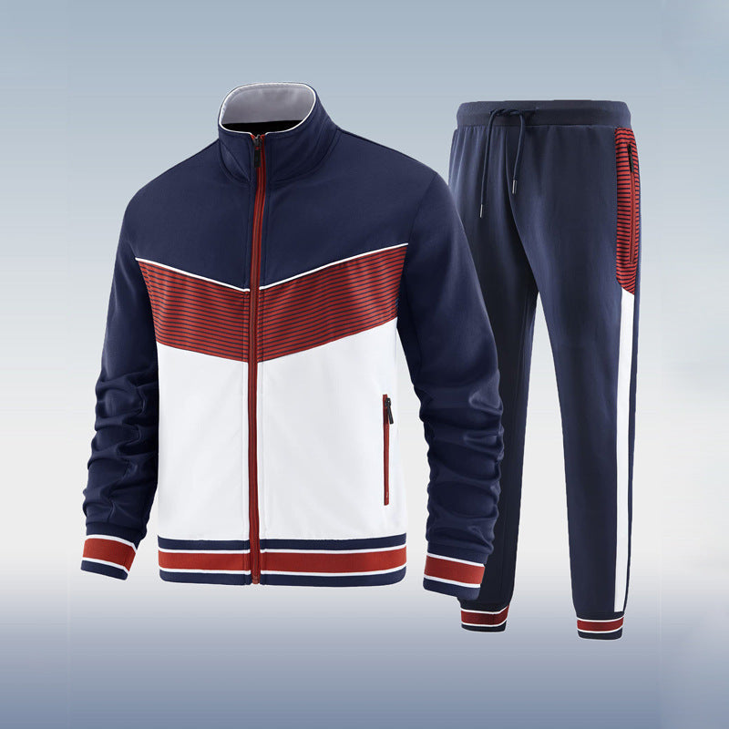 Men's Tracksuit Set Black Polyester Athletic Slim Fit 0