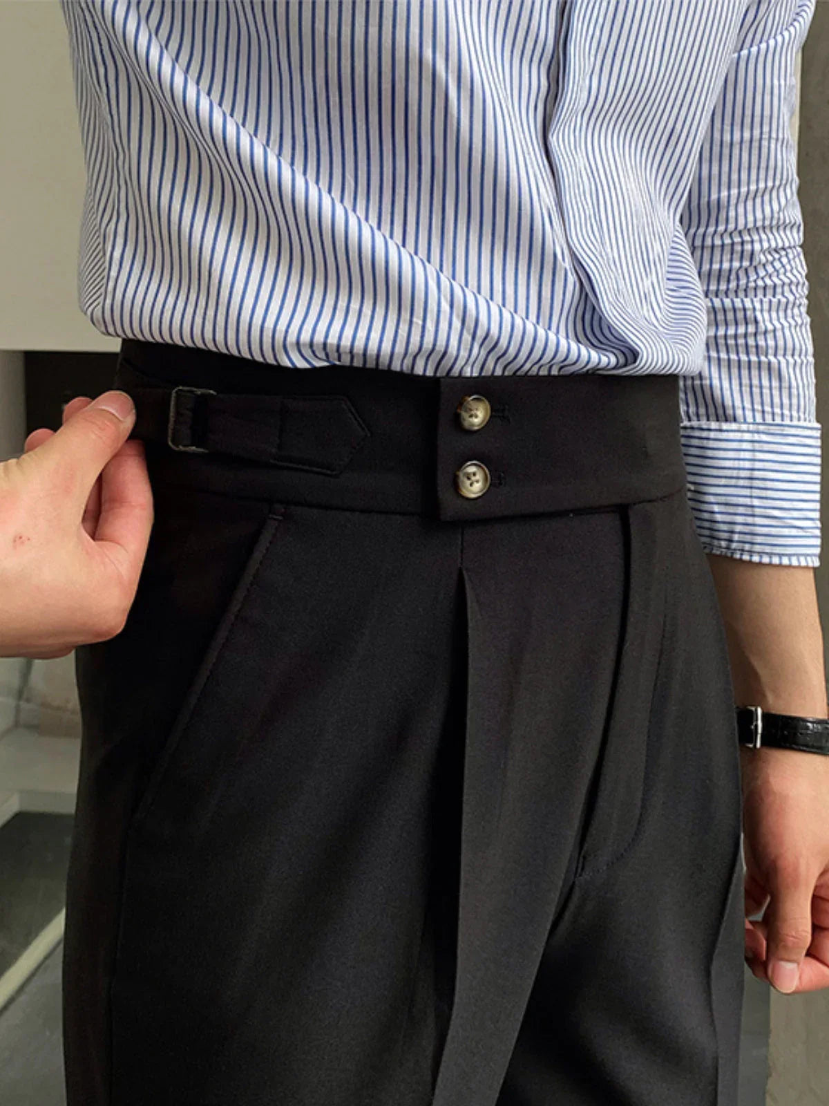 Men's Trousers Beige Cotton Vintage Style