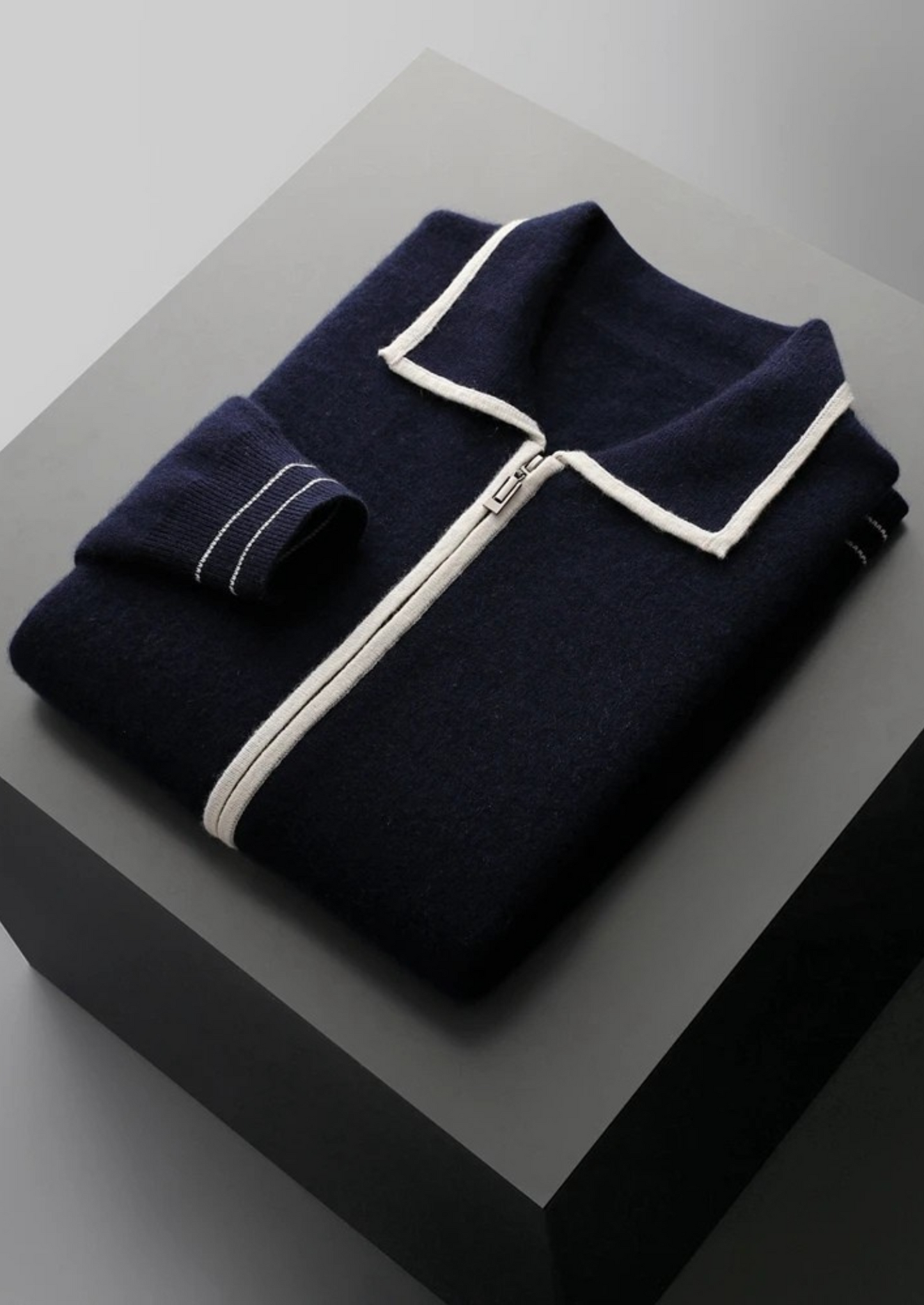 Men's Two-Tone Cardigan Extra-Fine Merino Wool 0