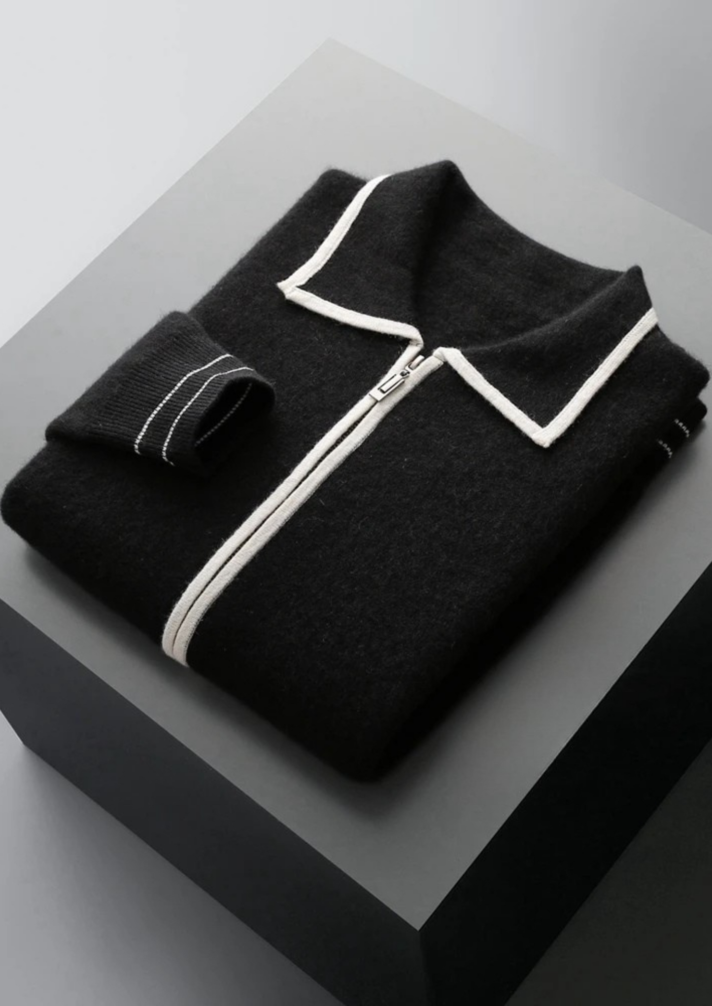 Men's Two-Tone Cardigan Extra-Fine Merino Wool 6