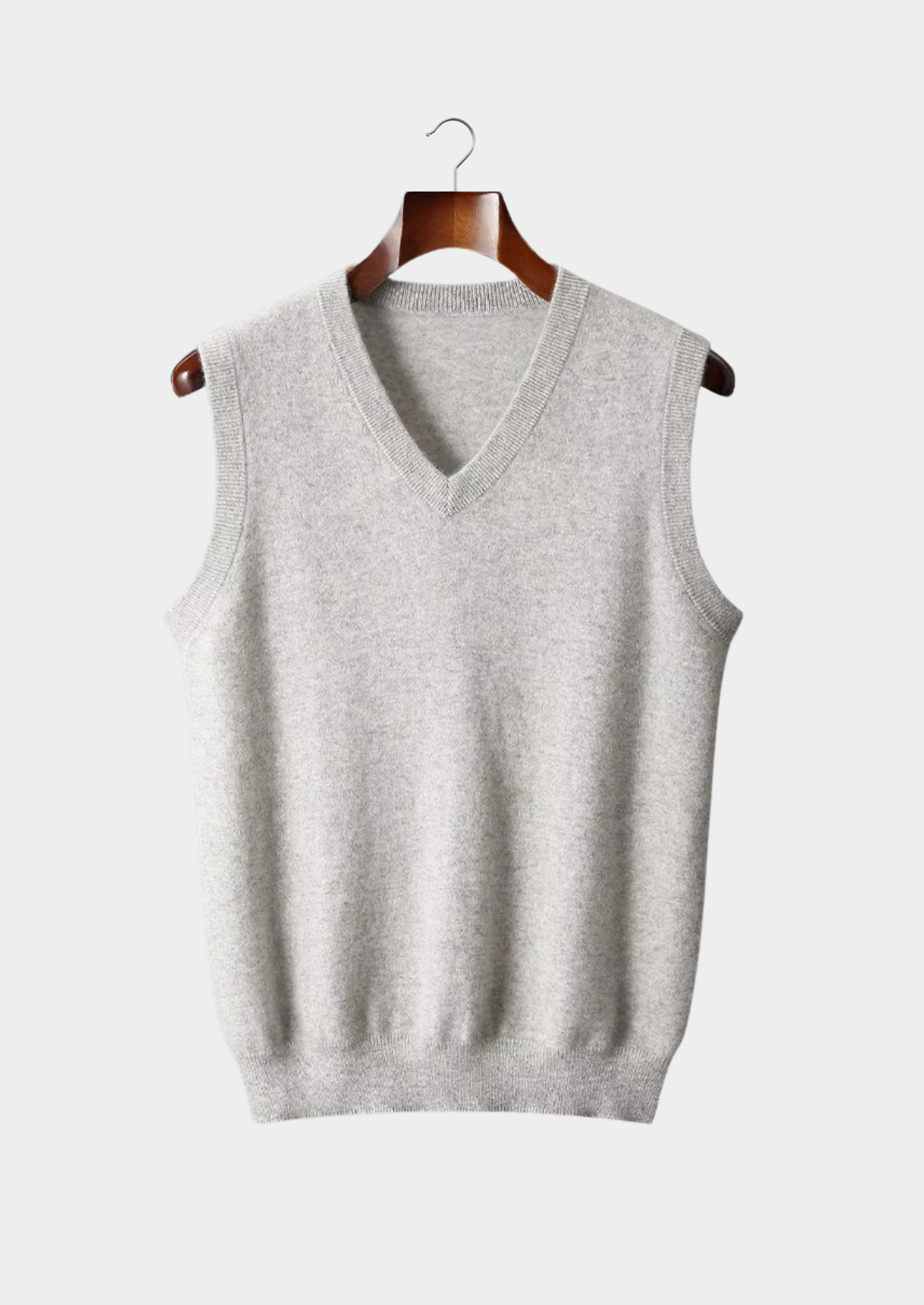 Men's V-Neck Vest Grey Extra-Fine Merino Wool 1