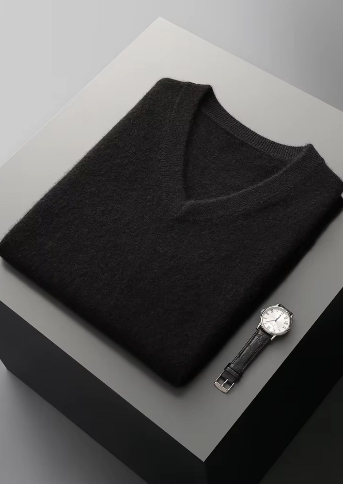 Men's V-Neck Vest Grey Extra-Fine Merino Wool 10