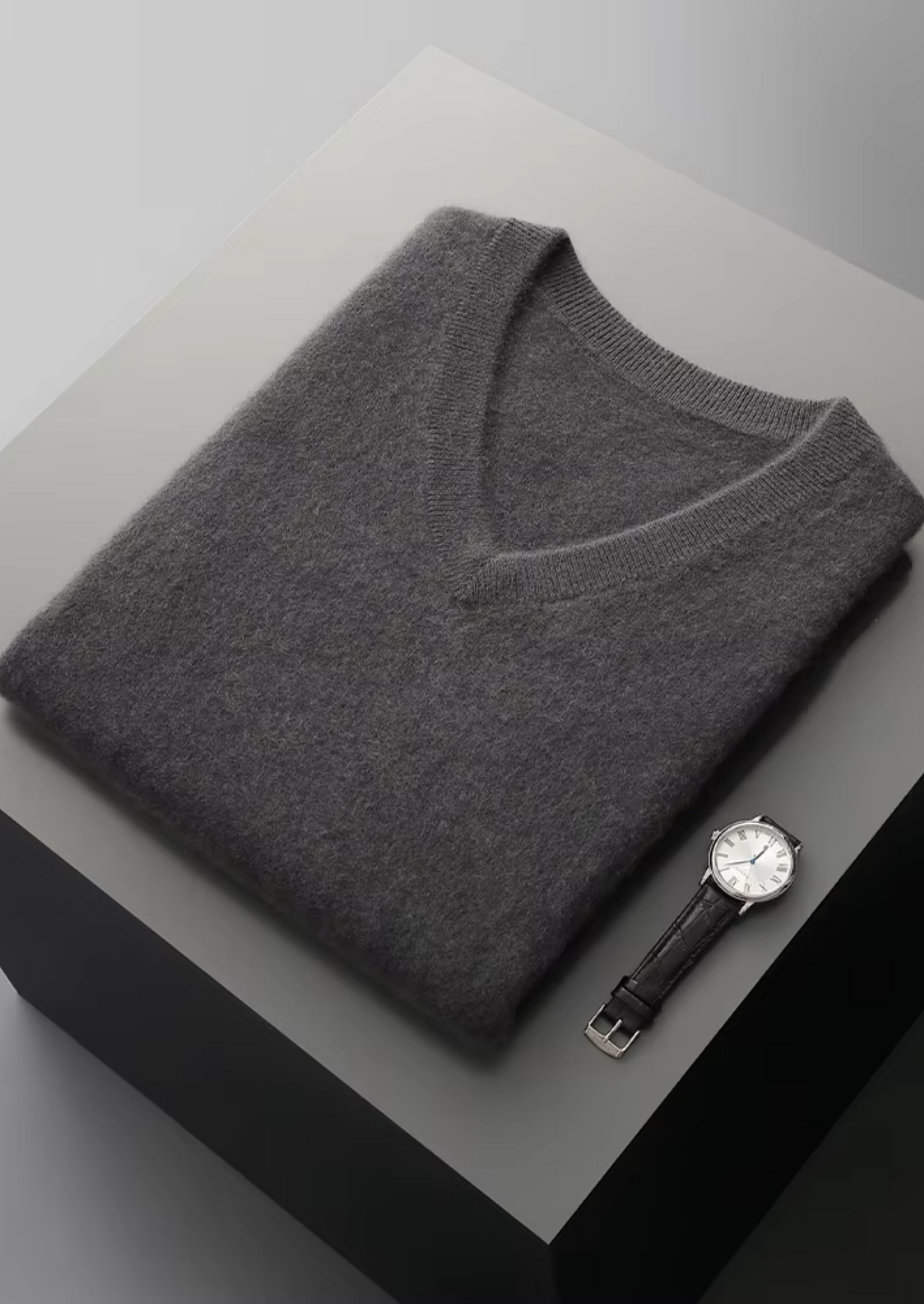 Men's V-Neck Vest Grey Extra-Fine Merino Wool 11