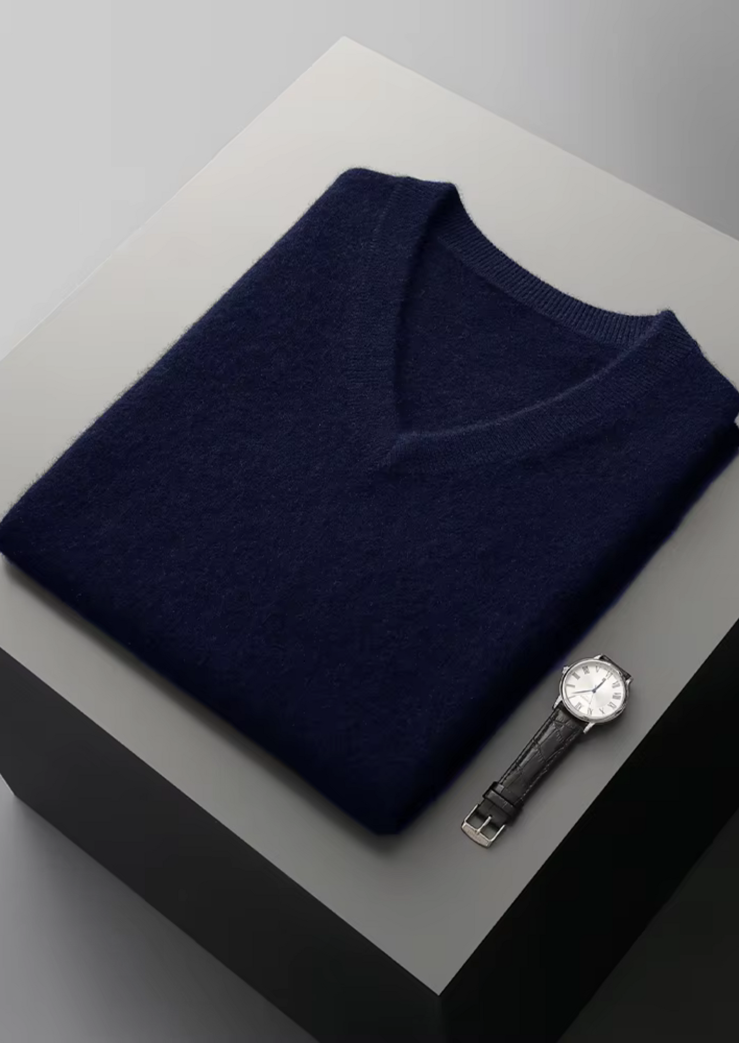 Men's V-Neck Vest Grey Extra-Fine Merino Wool 12