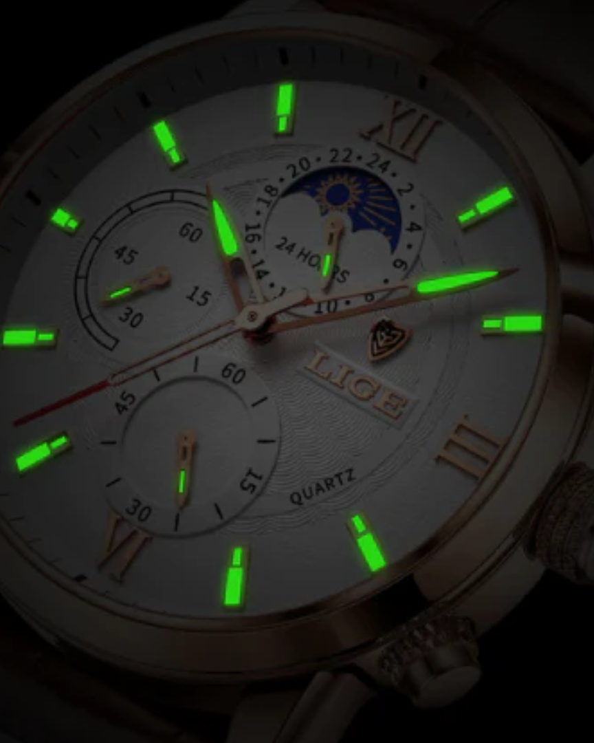 Men's Watch Black Leather Waterproof Classic