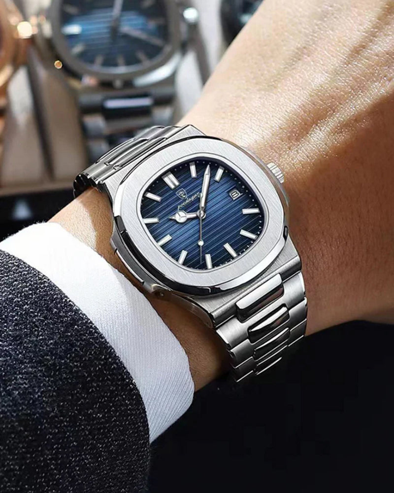 Men's Watch Black Stainless Steel Waterproof Classic 41mm
