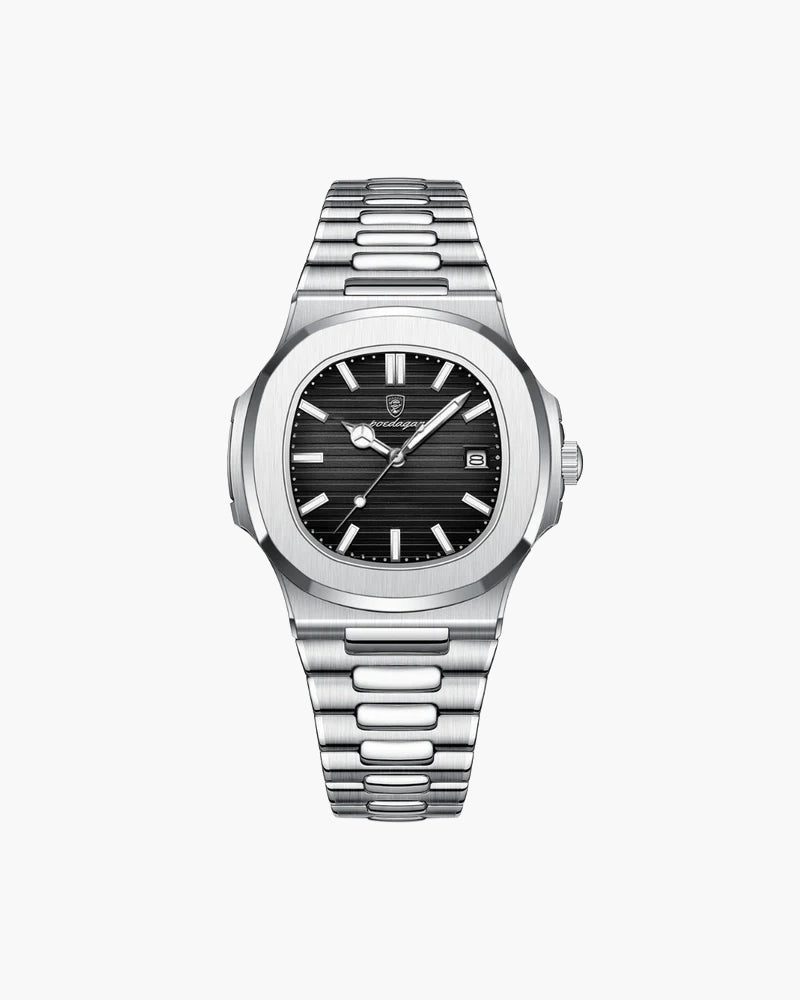Men's Watch Black Stainless Steel Waterproof Classic 41mm