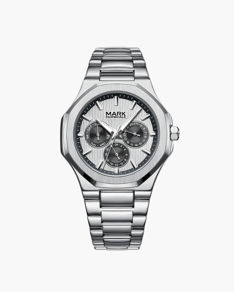 Men's Watch Black Stainless Steel Waterproof Quartz