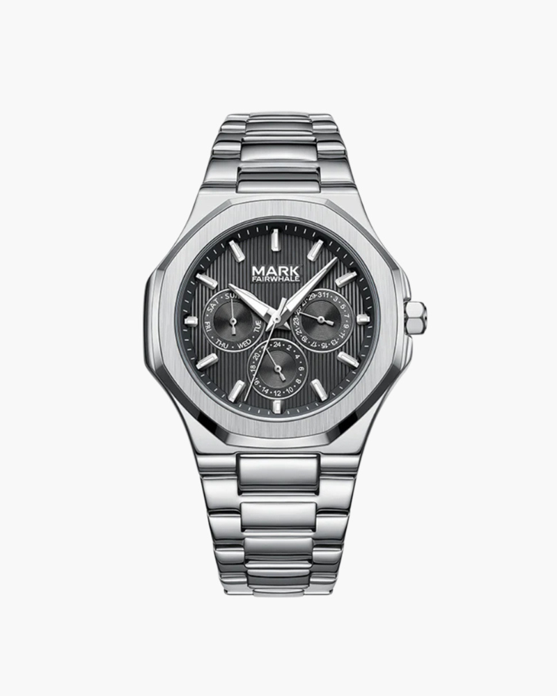 Men's Watch Black Stainless Steel Waterproof Quartz