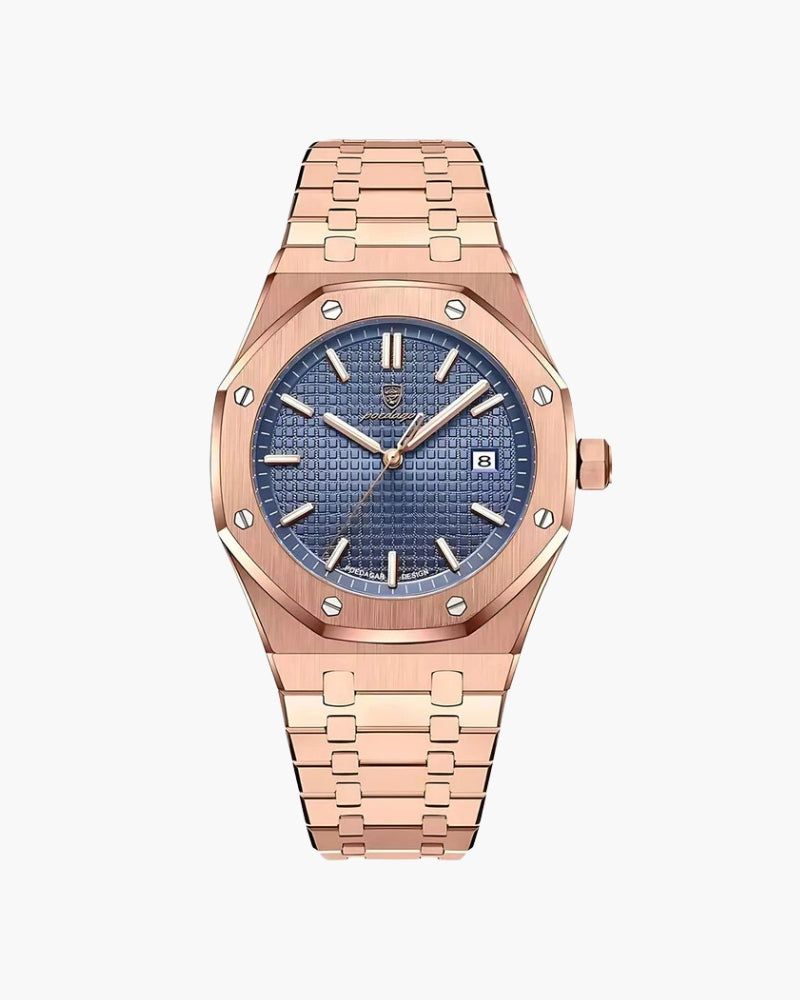 Men's Watch Blue Rose Gold Stainless Steel