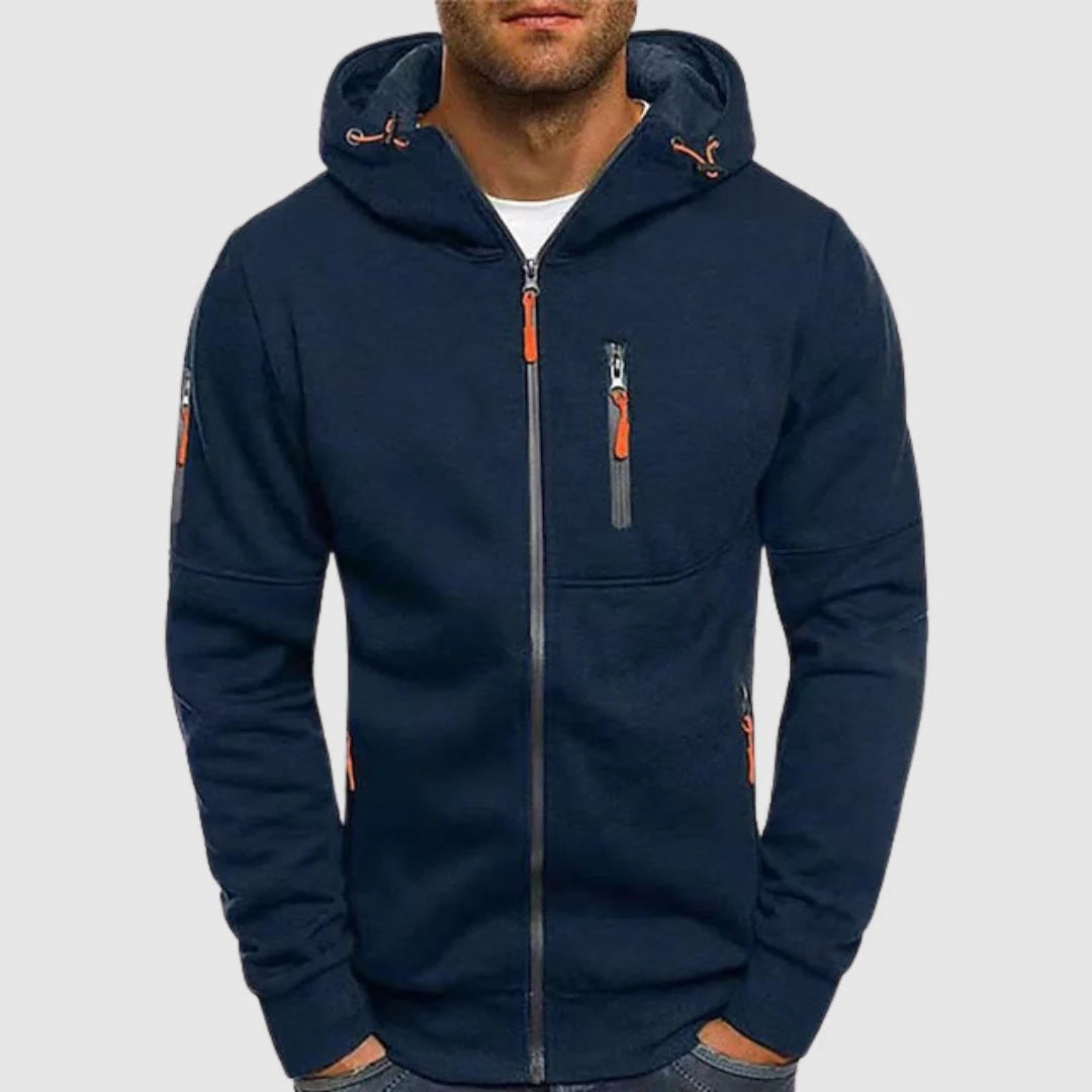 Men's Zip-Up Hoodie Grey Breathable Fabric 1