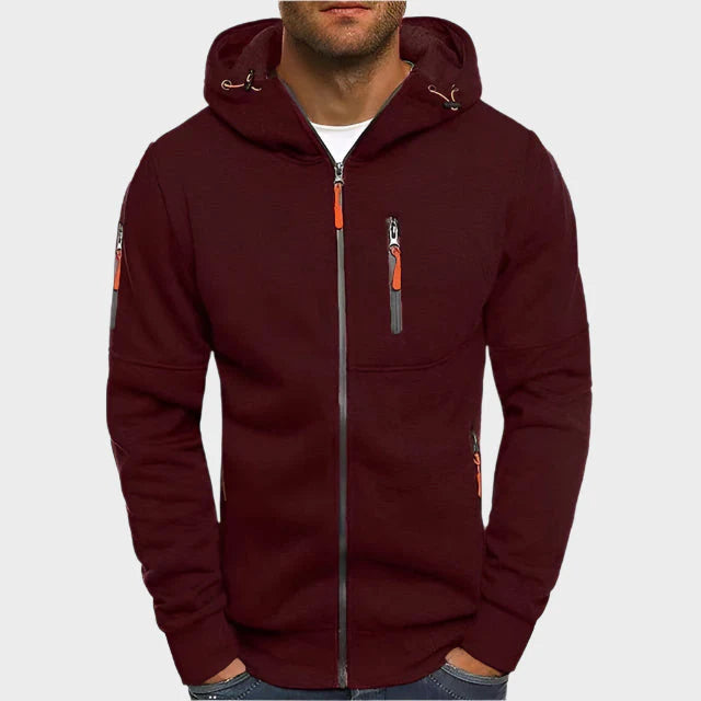 Men's Zip-Up Hoodie Grey Breathable Fabric 3