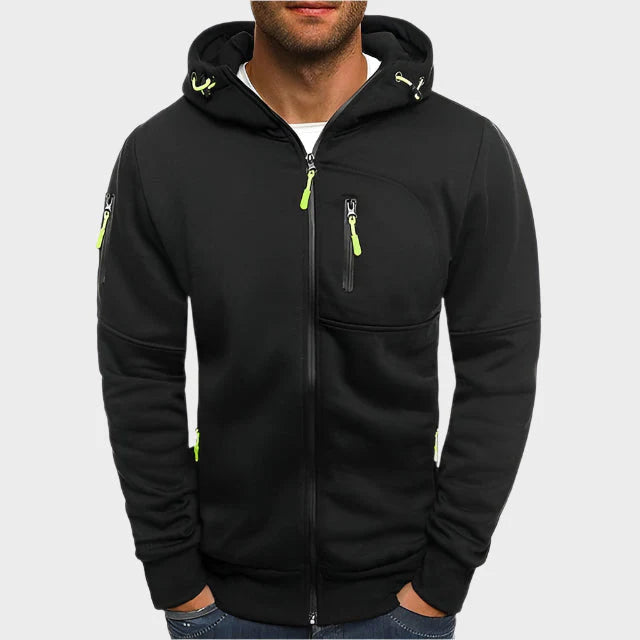 Men's Zip-Up Hoodie Grey Breathable Fabric 5