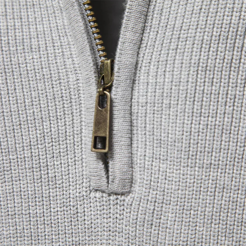 Men's Zip-Up Sweater Blue Knit 3