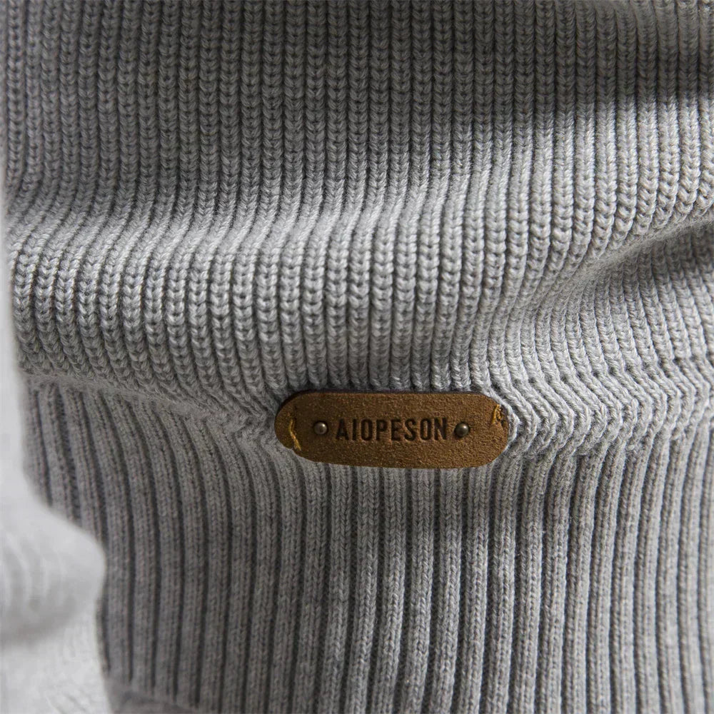 Men's Zip-Up Sweater Blue Knit 4