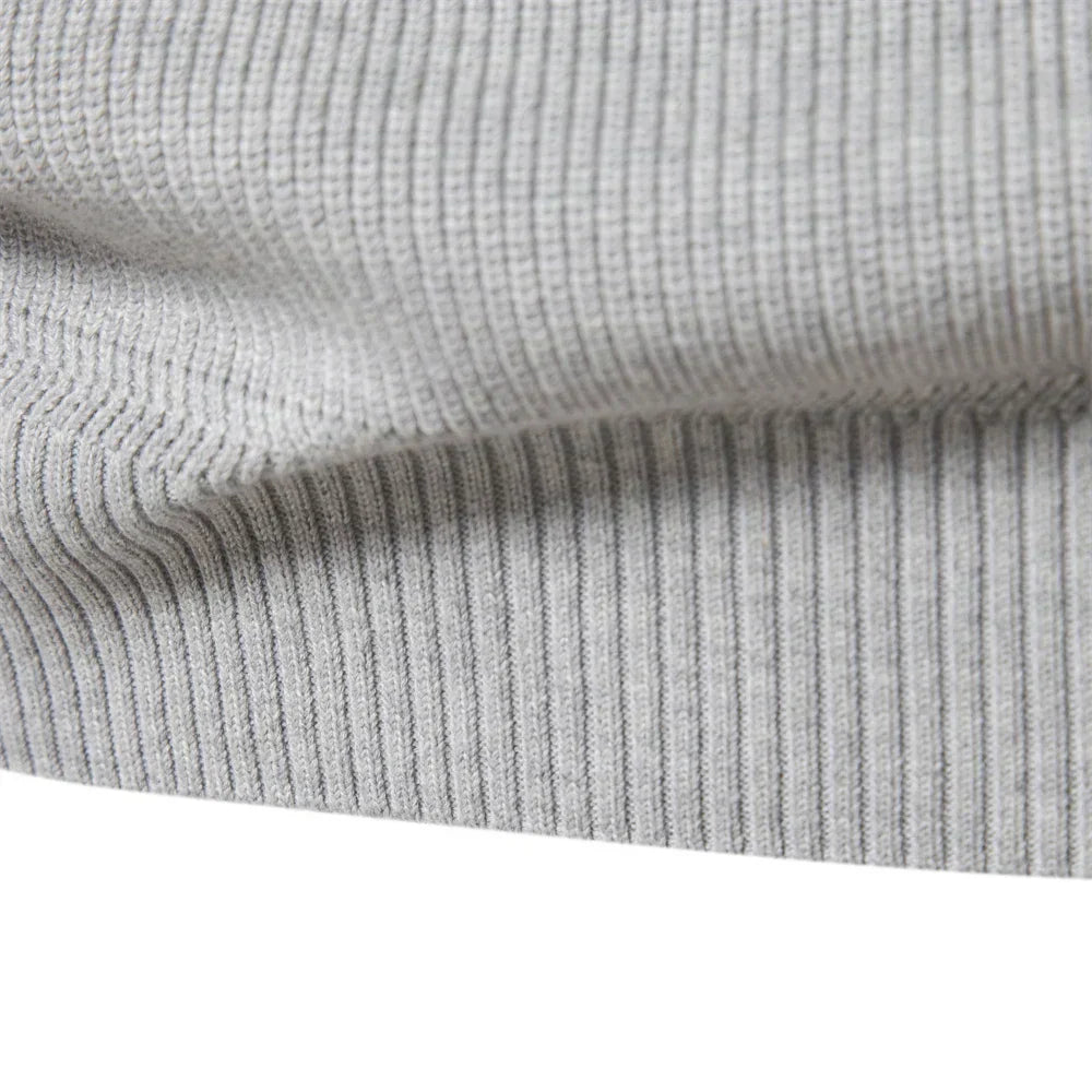 Men's Zip-Up Sweater Blue Knit 5
