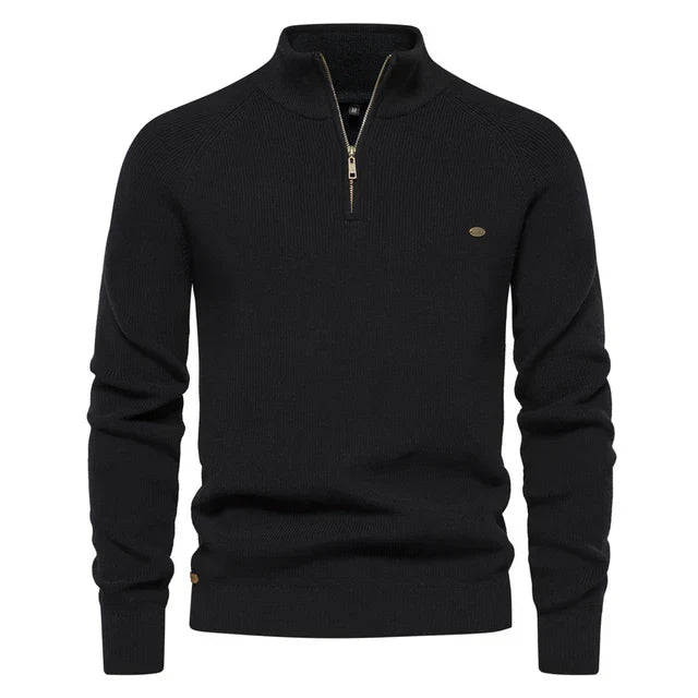 Men's Zip-Up Sweater Blue Knit 6