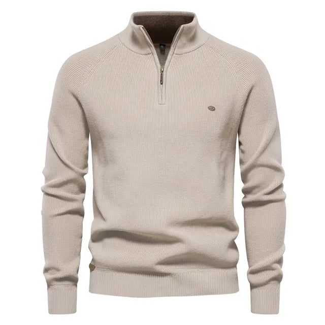Men's Zip-Up Sweater Blue Knit 7