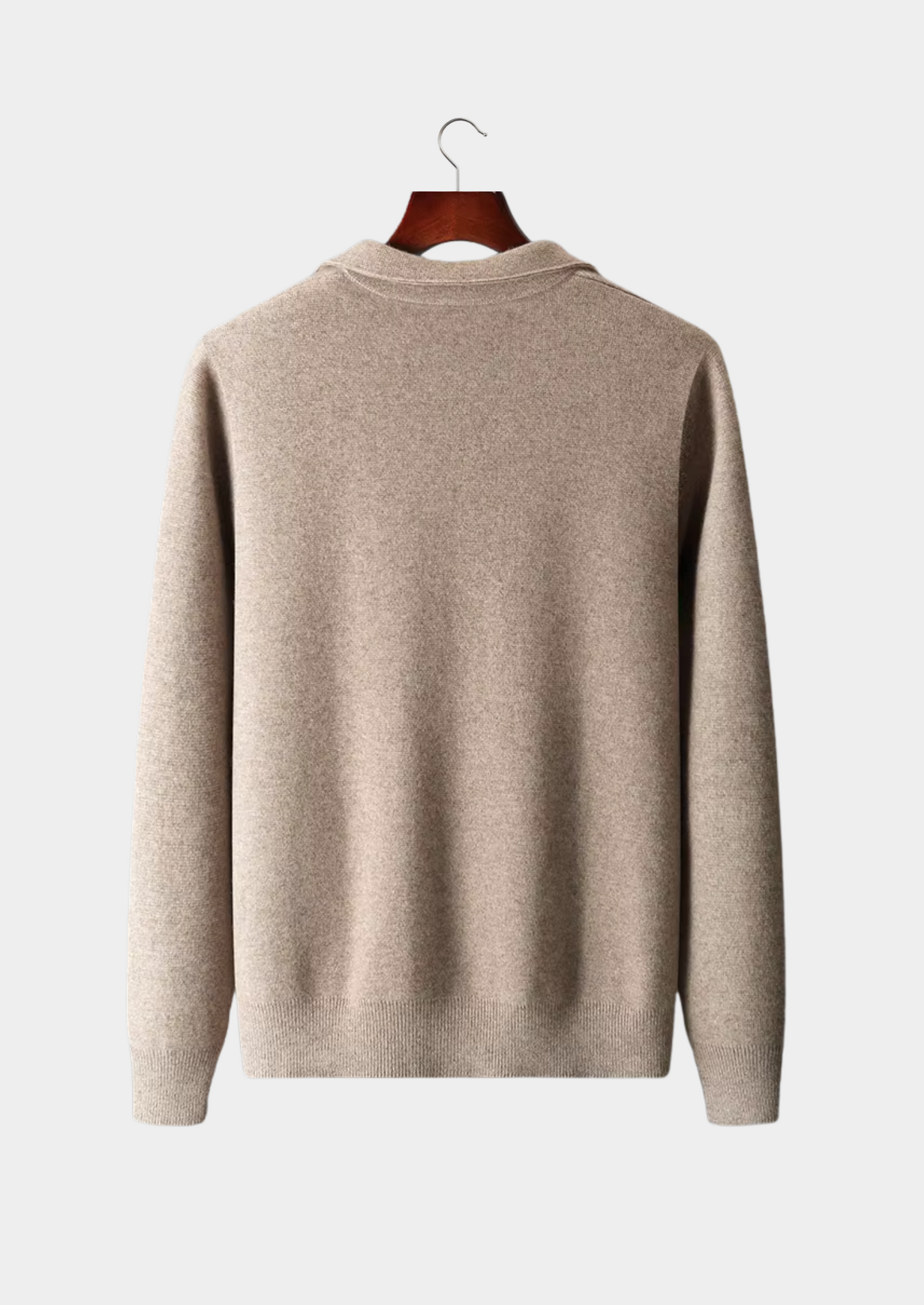 Men's Zip Polo Cardigan Grey Extra-Fine Merino Wool 2