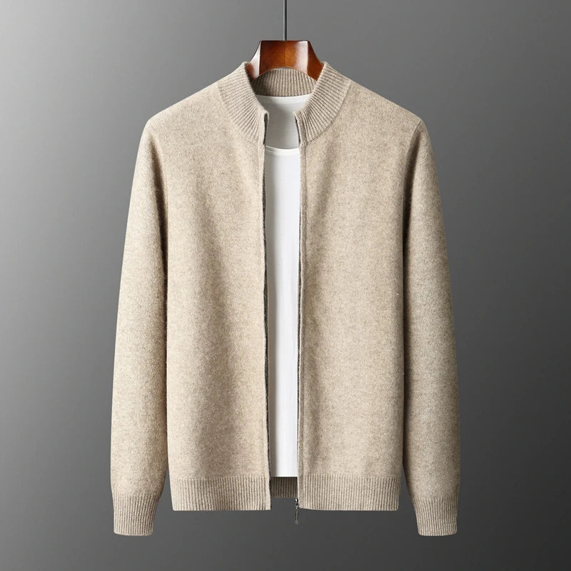 Men's Zip Up Cardigan Grey 100% Merino Wool 0