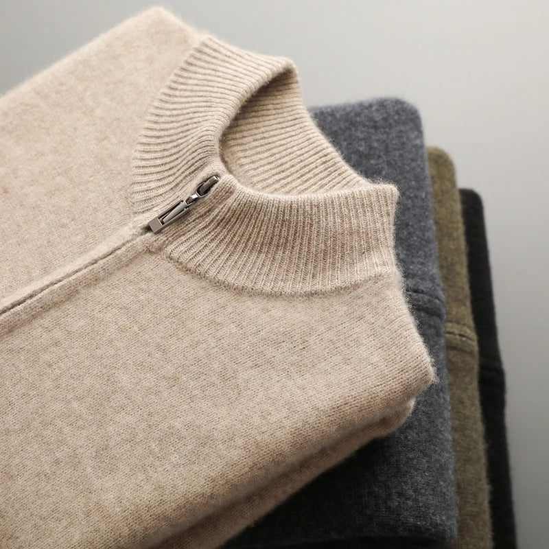 Men's Zip Up Cardigan Grey 100% Merino Wool 5
