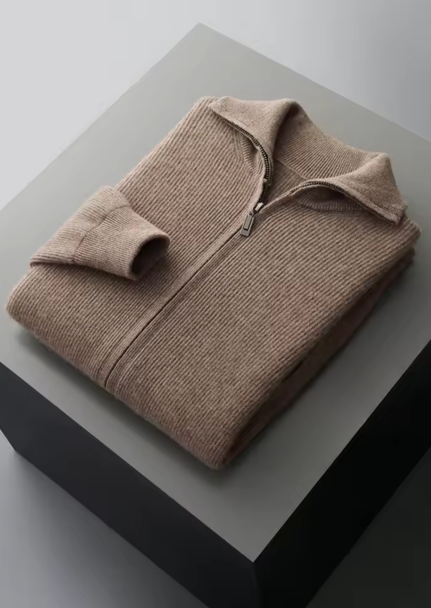 Men's Zip Up Cardigan Grey Extra-Fine Merino Wool 8