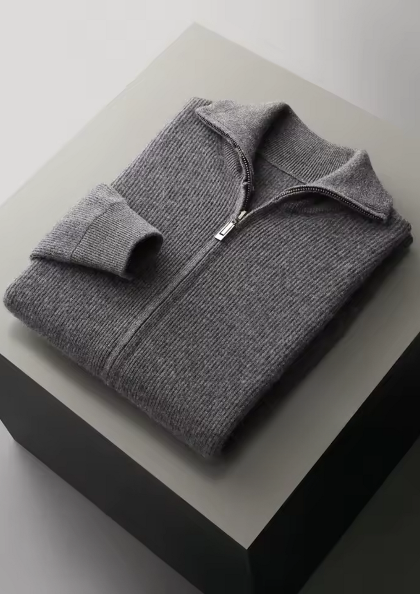 Men's Zip Up Cardigan Grey Extra-Fine Merino Wool 9
