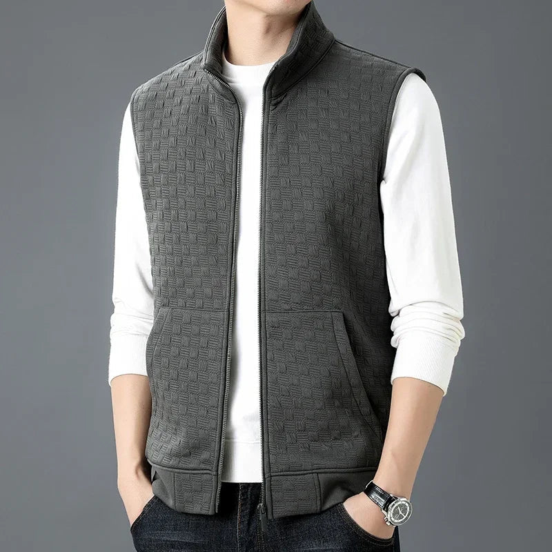 Men's Zip Vest Grey Organic Cotton Blend