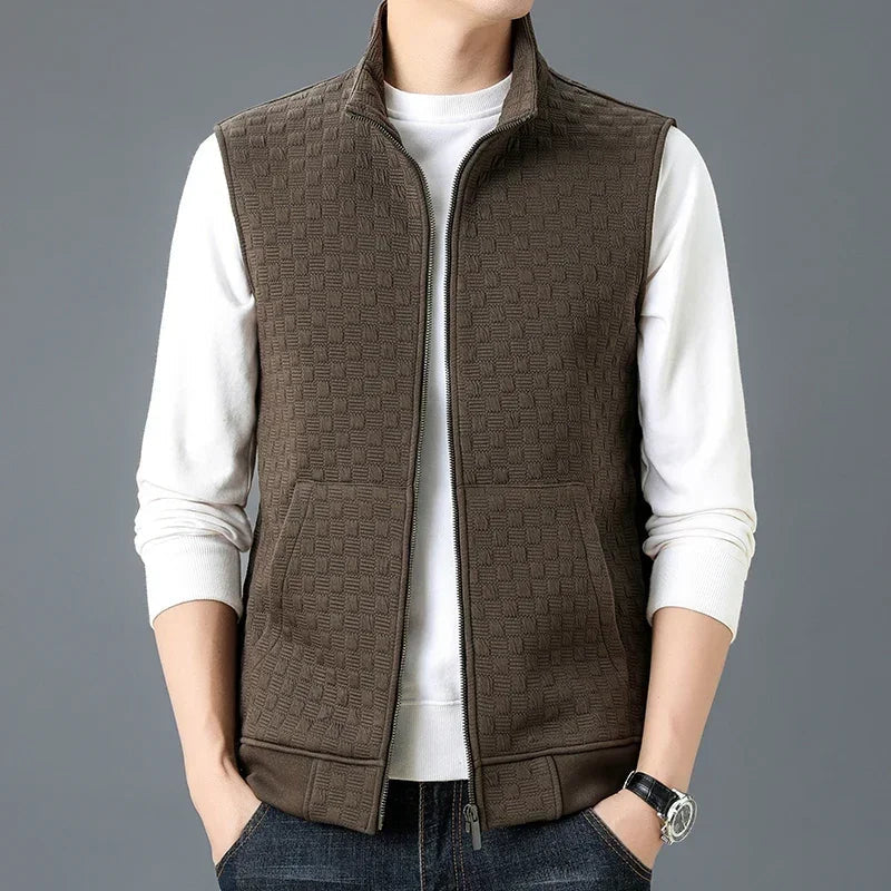 Men's Zip Vest Grey Organic Cotton Blend